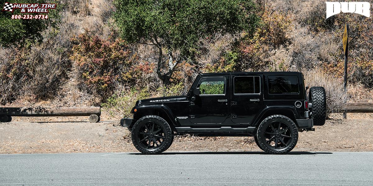 vehicle gallery/jeep wrangler dub push s110  Gloss Black wheels and rims